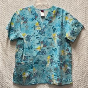 Disney Tinkerbell blue green size medium scrub top